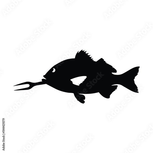 Fish icon black silhouette. Fisheries logo symbol