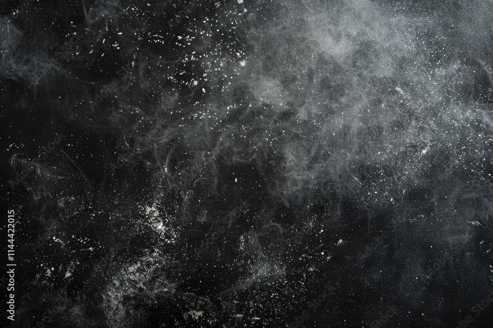 Texture Dust. Chalk Black Powder scattered on Techno Tabletop Texture Dust. Chalk Black Powder scattered on Techno Tabletop