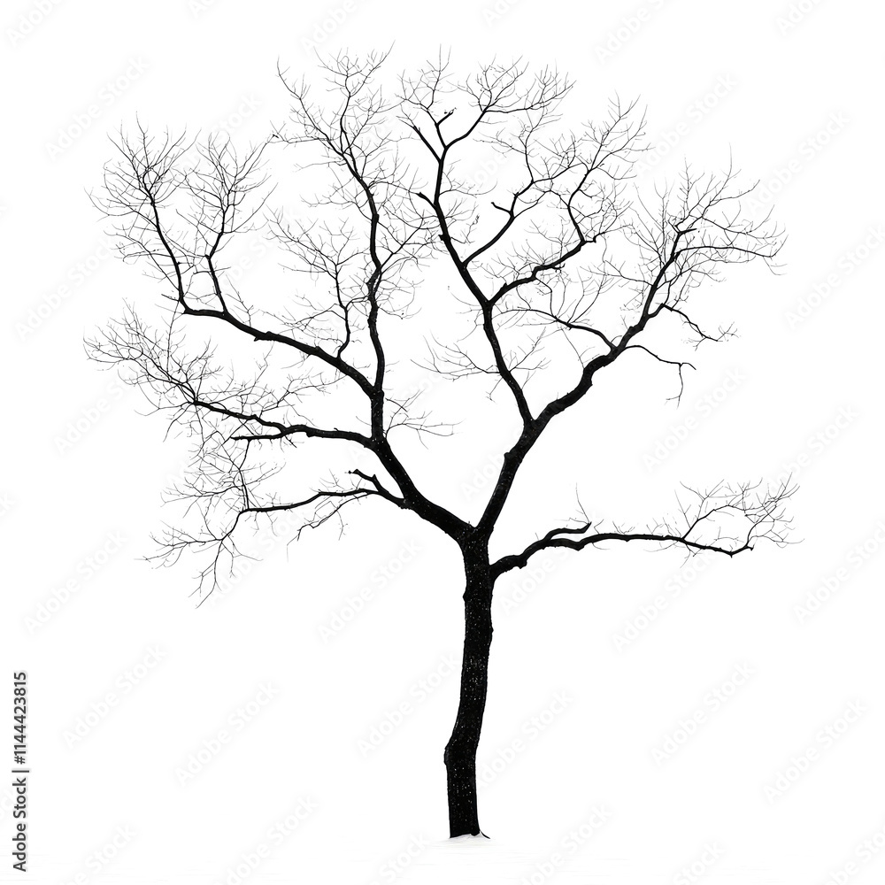 Silhouette of a leafless tree on white. Silhouette of a leafless tree on white.