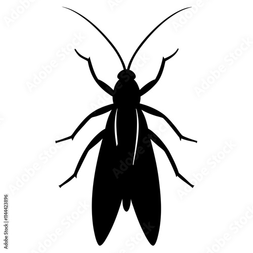 Caddisfly silhouette vector illustration on white background