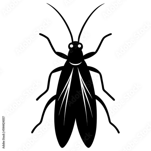 Caddisfly silhouette vector illustration on white background