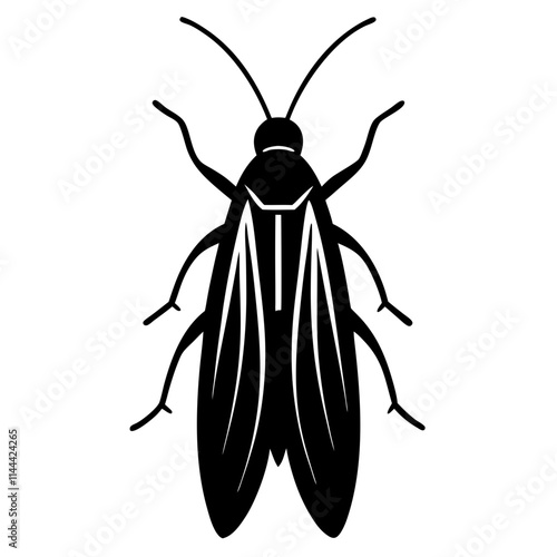 Caddisfly silhouette vector illustration on white background