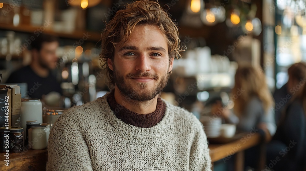 Young Entrepreneur Pitches Product in Casual Caf Setting Client Attentively Listening Young Entrepreneur Pitches Product in Casual Caf Setting Client Attentively Listening