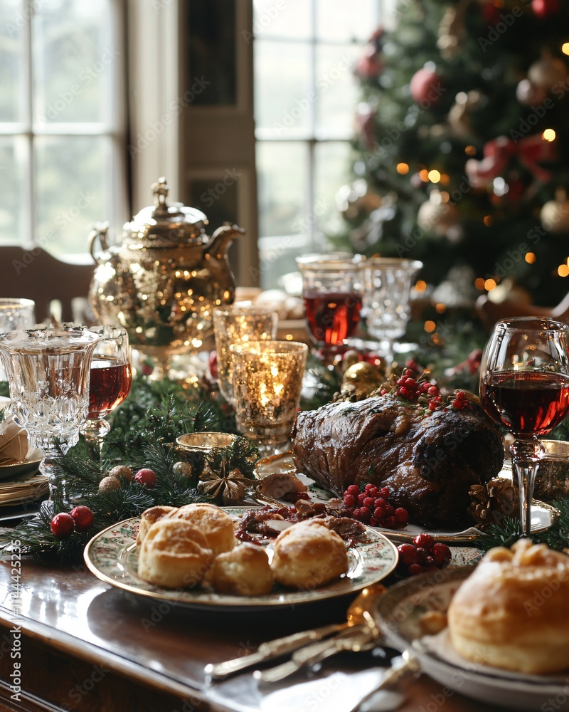 English Christmas festive dinner English Christmas festive dinner