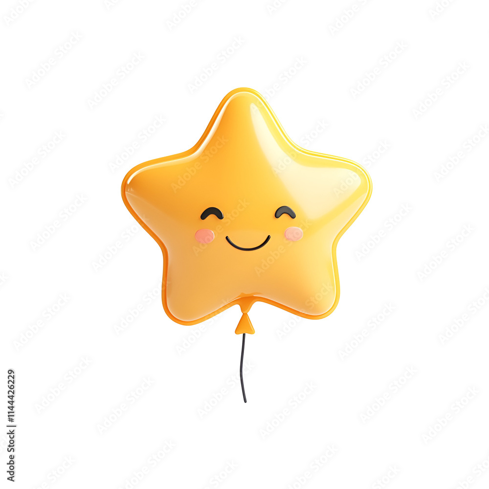 Cute cartoon star-shaped balloon against black background Cute cartoon star-shaped balloon against black background