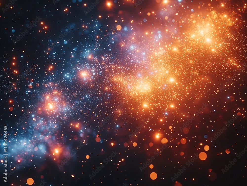 Obraz premium Mesmerizing Fireworks Explosion Lighting Up the Vibrant Night Sky with Dazzling Star Patterns and Colorful Sparks