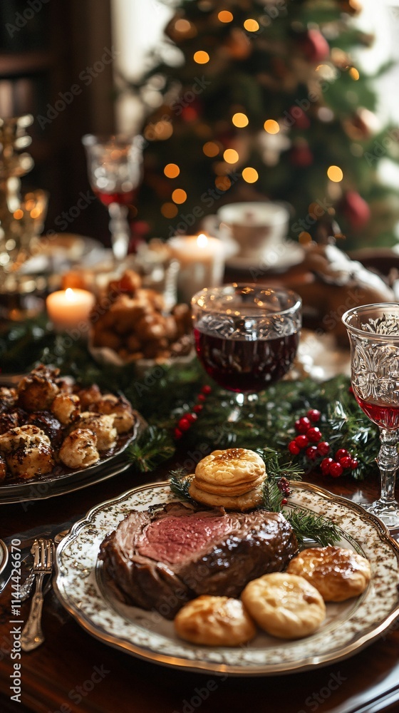 Close-up of festive Christmas dishes Close-up of festive Christmas dishes