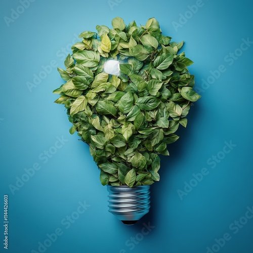 Creative light bulb design with green leaves symbolizing eco-friendly energy ...