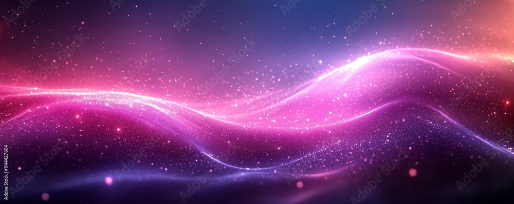 Fototapeta premium Glowing violet magenta gradient background, shimmering patterns texture, event flyer, seamless transitions, Generative AI