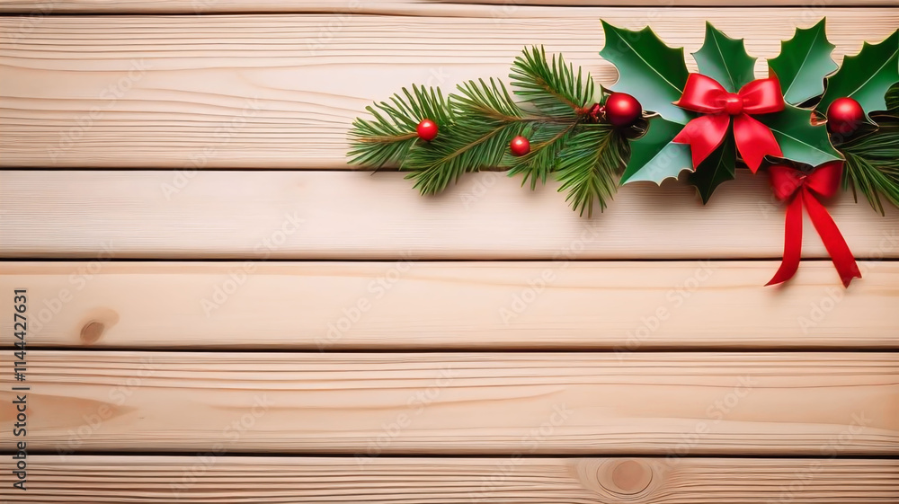 Decorate for Christmas Eve with many items on pine wood background Decorate for Christmas Eve with many items on pine wood background