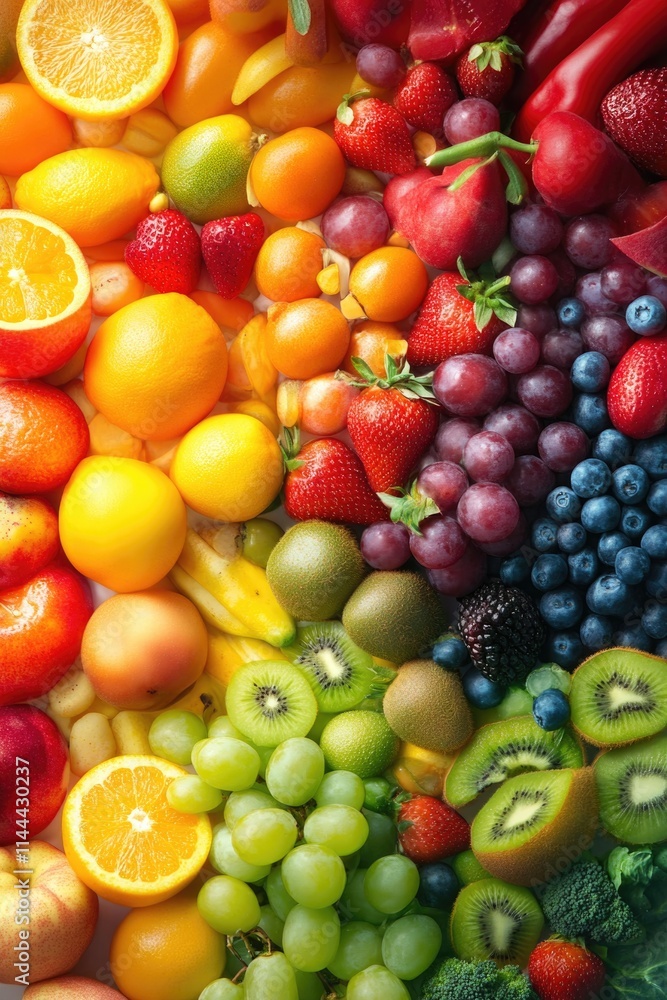 A vibrant mix of fruits in a pile. A vibrant mix of fruits in a pile.