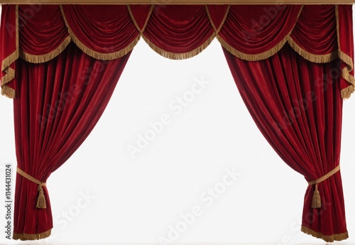 Red stage curtains cut out photo