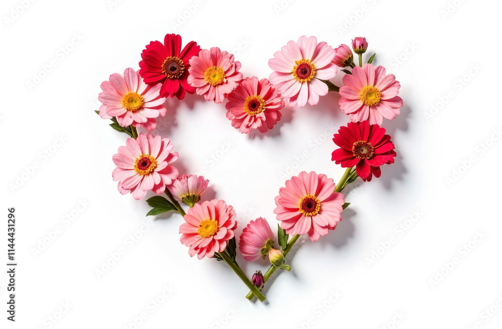 Heart shaped flower frame with copy space on white background. Heart shaped flower frame with copy space on white background.