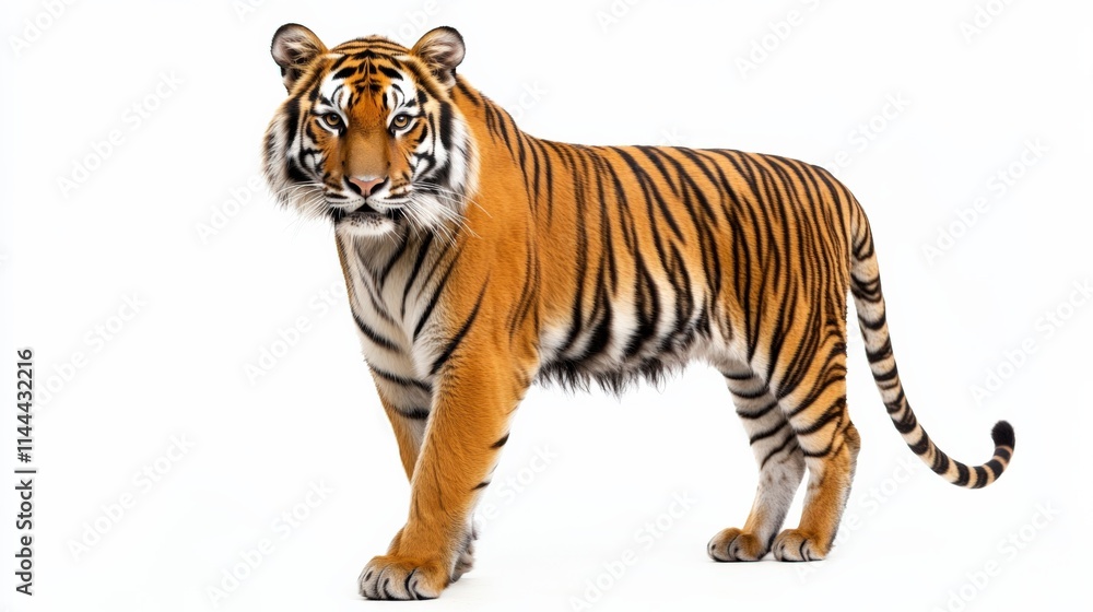 Fototapeta premium a tiger stands on a white background