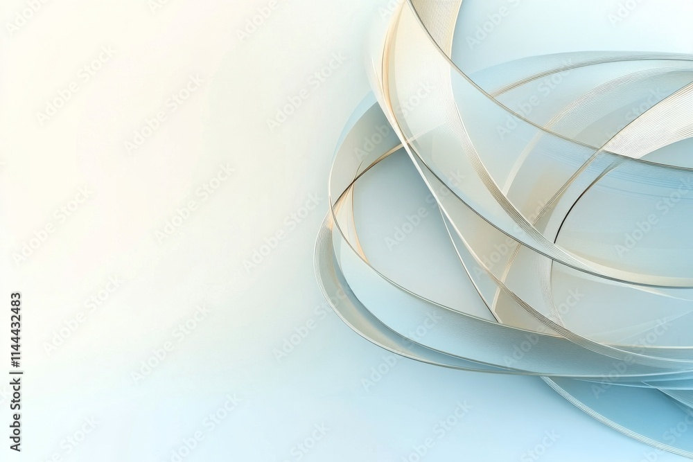 Fototapeta premium Abstract design featuring flowing shapes in soft colors arranged against a light background showcasing movement and depth