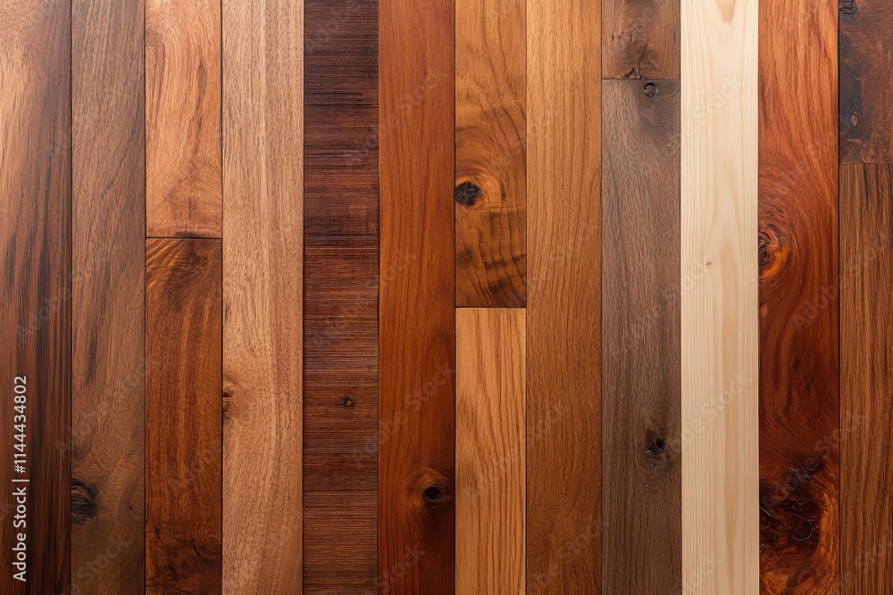 Diverse collection of wooden planks arranged in a visually appealing pattern showcasing their unique grains and textures Diverse collection of wooden planks arranged in a visually appealing pattern showcasing their unique grains and textures