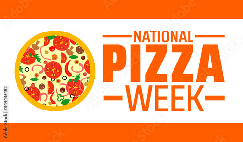 National Pizza Week background banner or poster design template. observed every year in January. Holiday concept. Use to any Template, card, poster, placard, template.