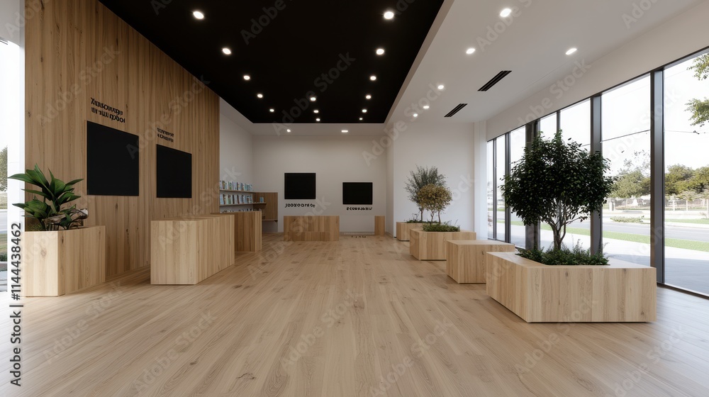 Sunlit classroom with lush greenery, wooden detailing, and spacious, inviting design fosters an environment of learning and growth. Sunlit classroom with lush greenery, wooden detailing, and spacious, inviting design fosters an environment of learning and growth.