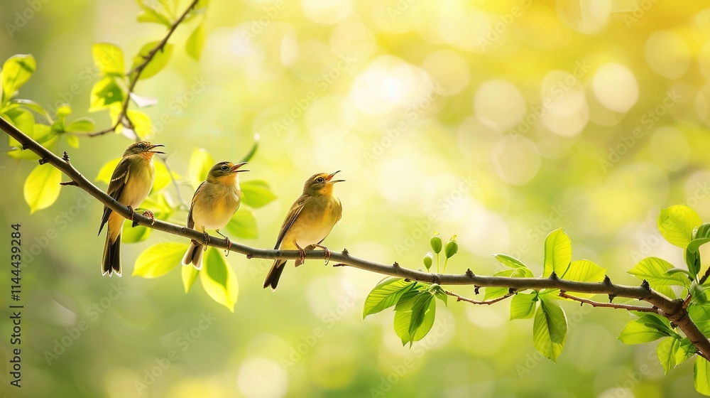 Obraz premium Birds Singing Spring Background 