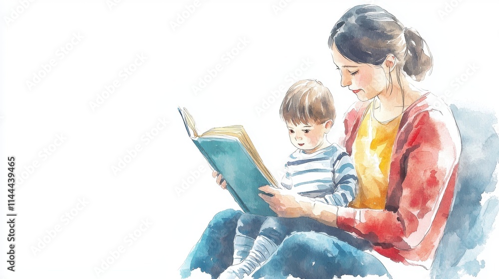 A warm, tender moment between a mother and child as they enjoy reading a book together, highlighting the joy of storytelling. A warm, tender moment between a mother and child as they enjoy reading a book together, highlighting the joy of storytelling.