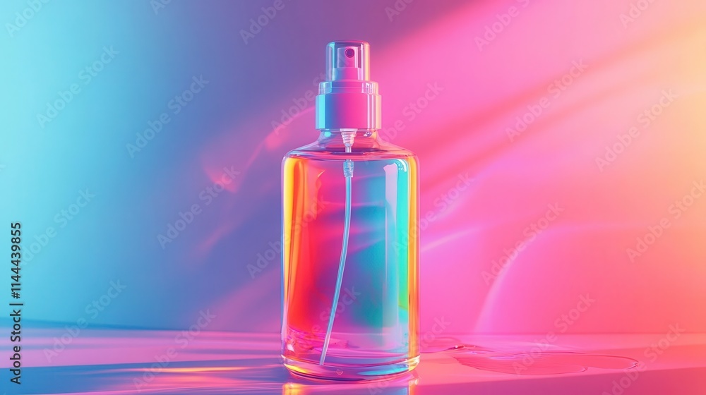 Hand sanitizer bottle with vibrant packaging, soft lighting, sleek design Hand sanitizer bottle with vibrant packaging, soft lighting, sleek design