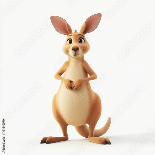 a cartoon kangaroo stands on a white background photo