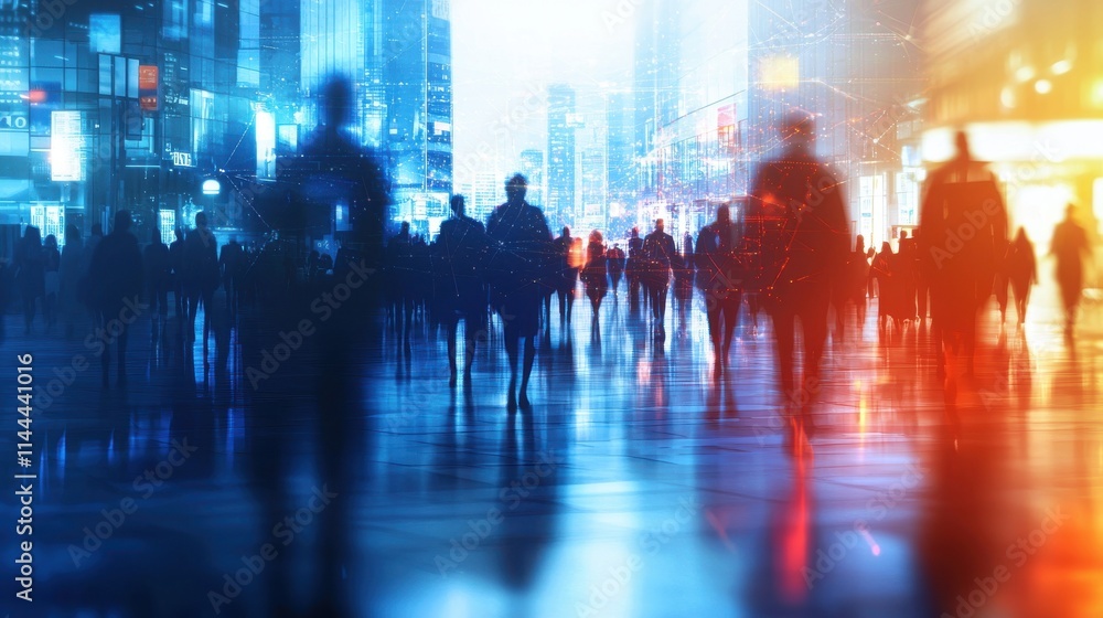 Blurred urban crowd in motion, capturing the essence of city life and the dynamic nature of public spaces. Blurred urban crowd in motion, capturing the essence of city life and the dynamic nature of public spaces.