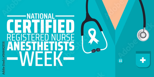 National Certified Registered Nurse Anesthetists Week or national CRNA week background banner or poster design template. observed every year in January. Holiday concept. Use to any Template, card, pos