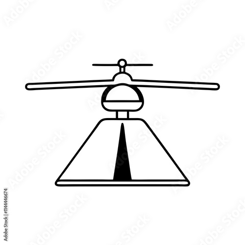 Helipad Line Art on White Background