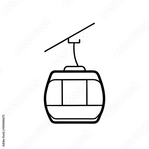 Ski Lift Line Art on White Background