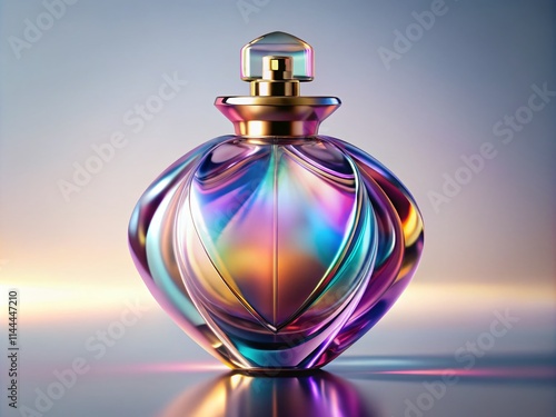 Surreal Perfume Bottle Mockup: Generative AI 3D Render Isolated on White photo