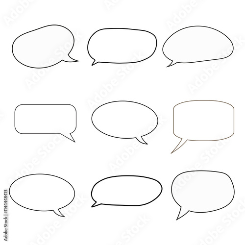 White speech bubble shape blank set isolated on the transparent background. Vector illustration decorative design.