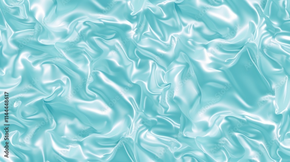 Cool waves: Flowing blue fabric resembling ocean waves, realistic light reflecting and casting shadowy ripples Cool waves: Flowing blue fabric resembling ocean waves, realistic light reflecting and casting shadowy ripples