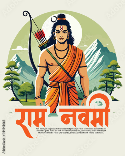 Happy ram navami and Subh ram navami with lord ram social media post banner template