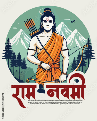 Happy ram navami and Subh ram navami with lord ram social media post banner template