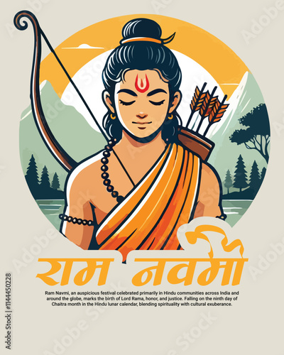 Happy ram navami and Subh ram navami with lord ram social media post banner template