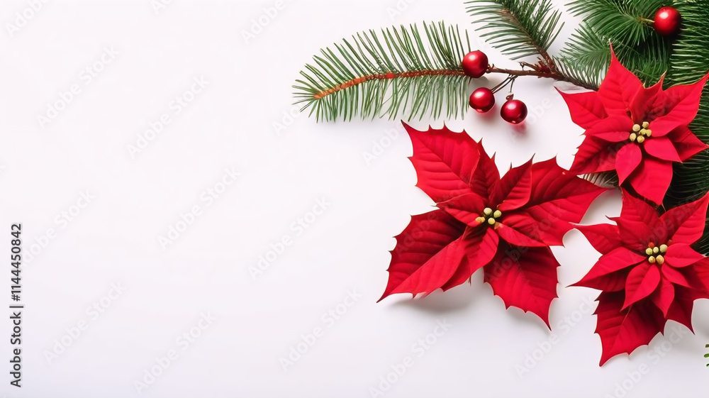 Decorate for Christmas with flowers and frames on a white background Decorate for Christmas with flowers and frames on a white background