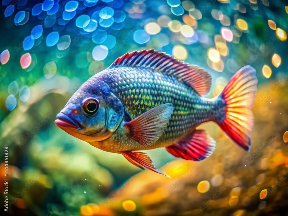 Tilapia Fish Tilt-Shift Photography: Miniature Aquatic Life, Close-up, Shallow Depth of Field, Tabletop Photography Tilapia Fish Tilt-Shift Photography: Miniature Aquatic Life, Close-up, Shallow Depth of Field, Tabletop Photography