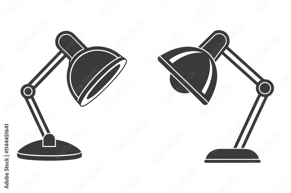 Minimalist Silhouette Desk Lamp Set Vector Art Minimalist Silhouette Desk Lamp Set Vector Art