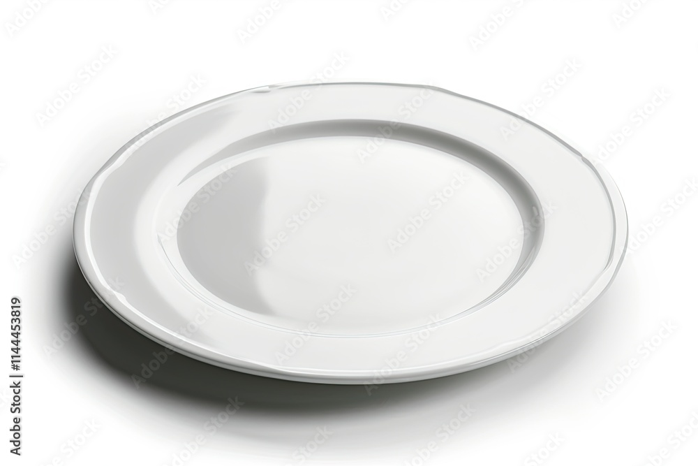 A simple, elegant white plate designed for serving food. isolated on white background A simple, elegant white plate designed for serving food. isolated on white background