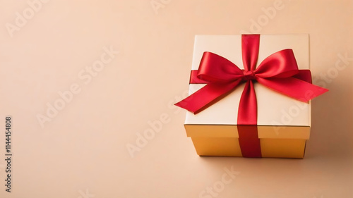 Christmas gift on simple background