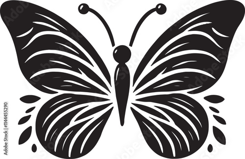 black butterfly silhouette vector isolated on white background