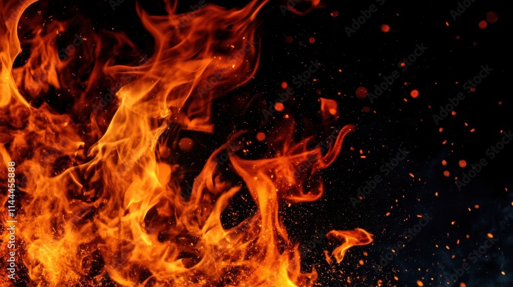 Captivating Flames Dance in Shadowy Night Background Captivating Flames Dance in Shadowy Night Background