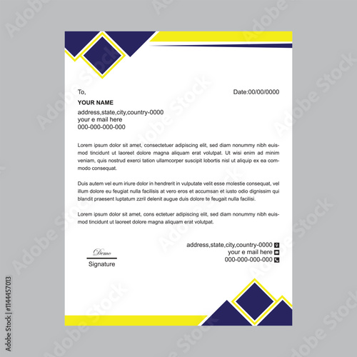 Bright and Refreshing Letterhead Design in Aureolin Yellow and Cloud Burst for a Cheerful and Modern Corporate Look