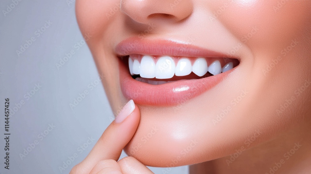 Fototapeta premium Close-Up View of Beautiful Smiling Woman with Perfect White Teeth