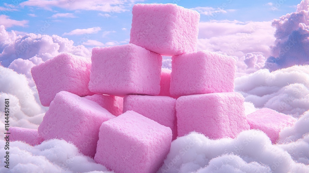Pink Cubes on Clouds Dreamy Pastel Product Presentation Pink Cubes on Clouds Dreamy Pastel Product Presentation