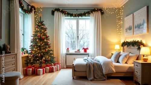 a cozy and vibrant kids bedroom transformed into a wi Christmas Theme