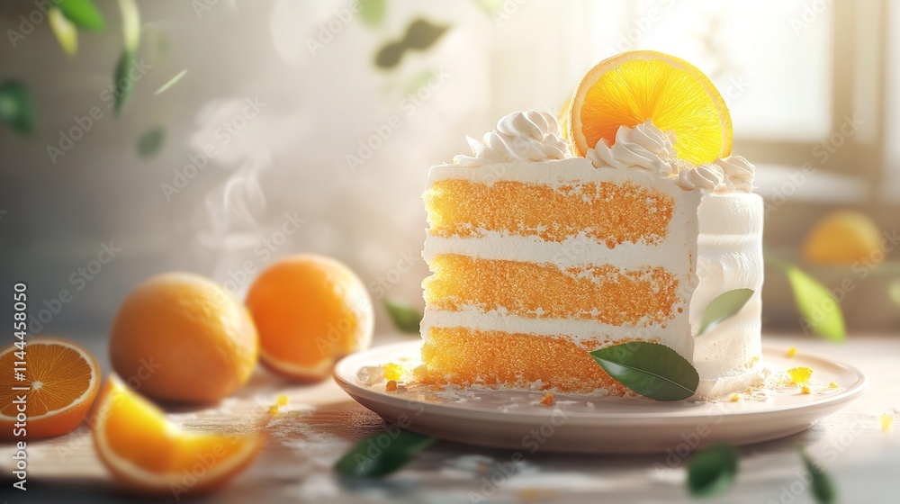Cake with cream and garnished with whipped cream Cake with cream and garnished with whipped cream