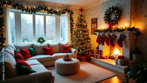 a cozy living room transformed into a winter wonderla Christmas Theme photo