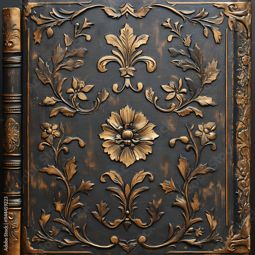 Vintage brown and gold book cover filled with chubby chic, suitable as a background image